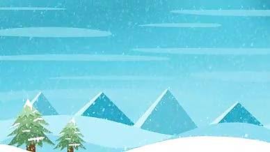 冬季旅游手绘卡通雪景背景视频的预览图